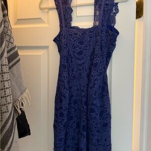Nicole Miller Royal Blue Lace Midi Dress
